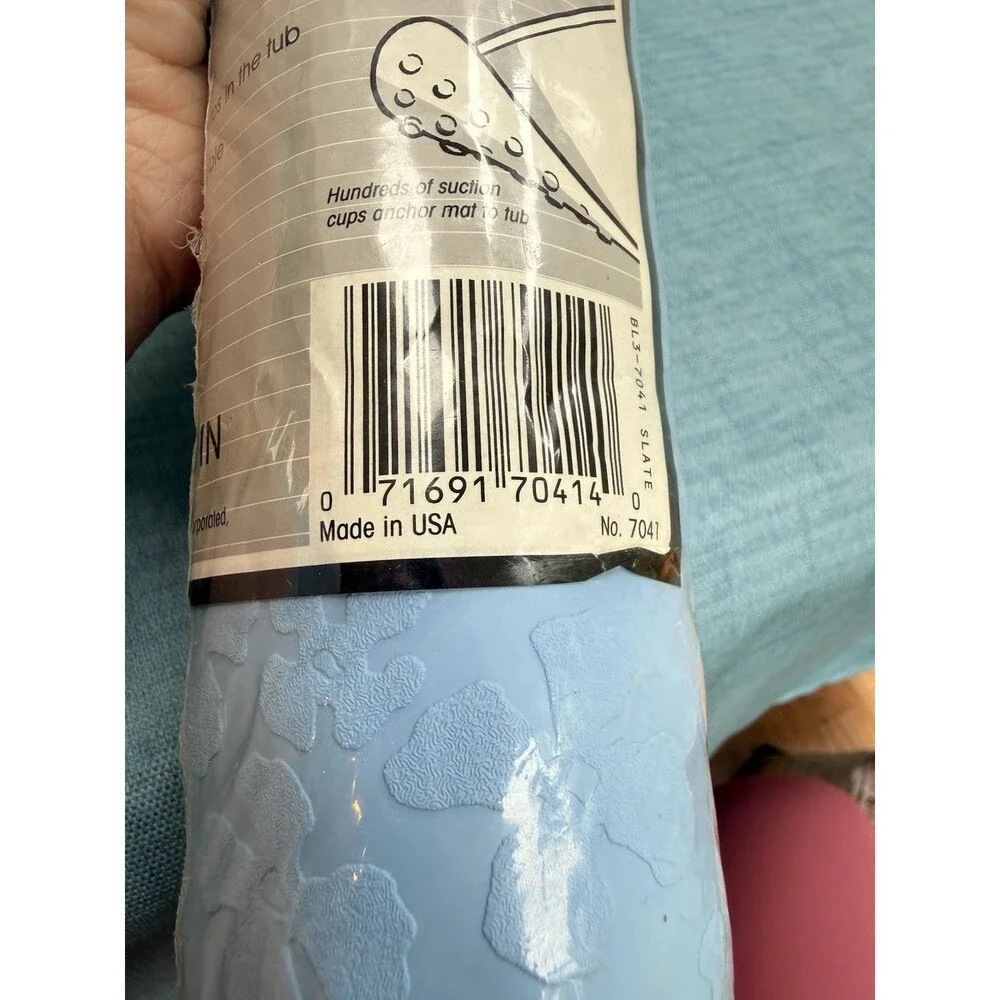 Vintage 1991 New Rubbermaid Safti-Grip Bathtub Mat 7041 Blue Slate  16